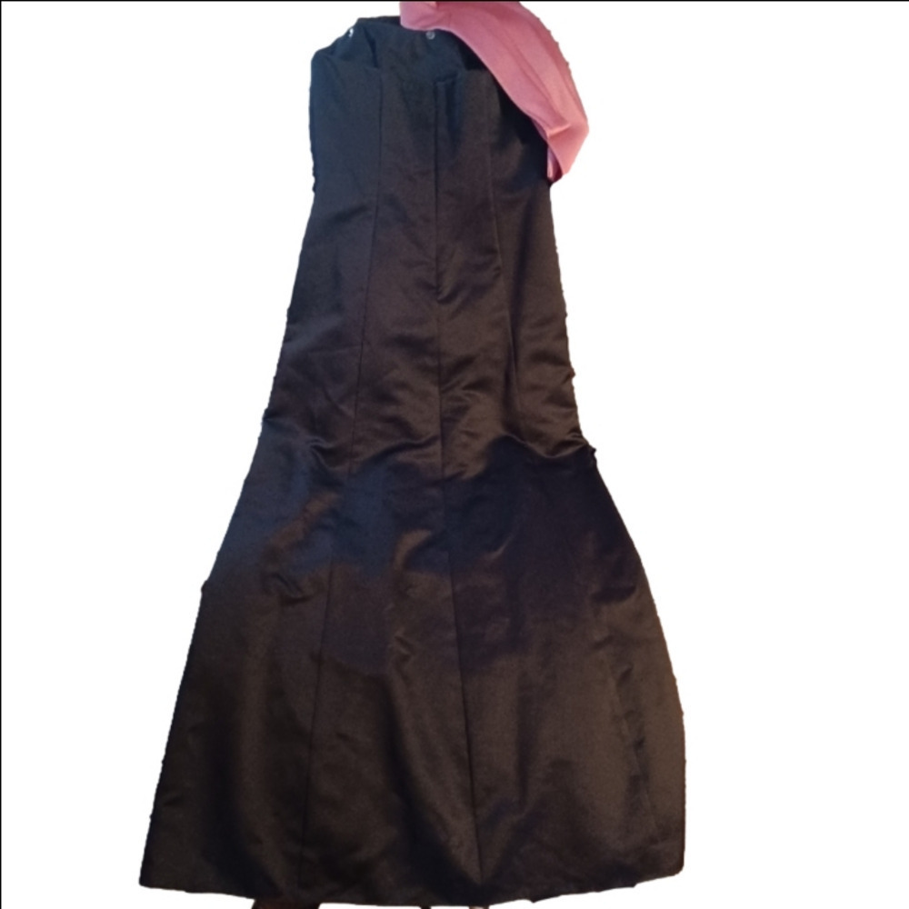 DAVID'S BRIDLE GOWN, BLACK WITH PINK SASH, SIZE 12
